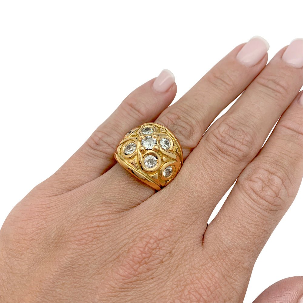 Bague vintage or jaune et diamants - Castafiore