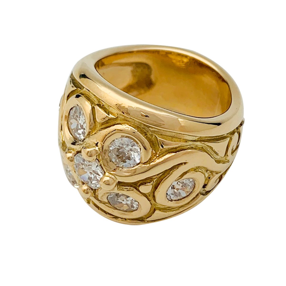 Bague vintage or jaune et diamants - Castafiore