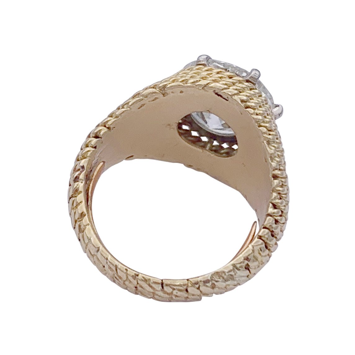 Bague vintage or jaune, platine et diamant 3,01 ct - Castafiore