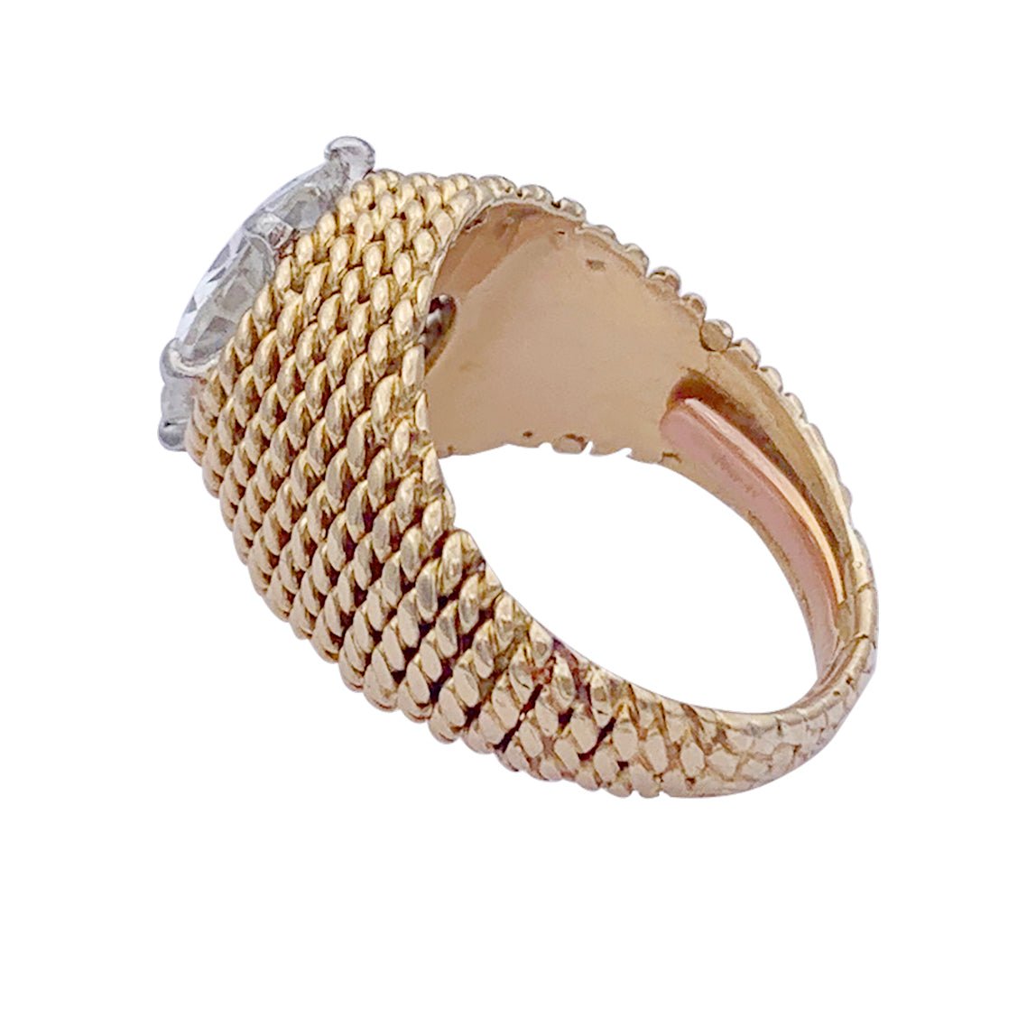 Bague vintage or jaune, platine et diamant 3,01 ct - Castafiore