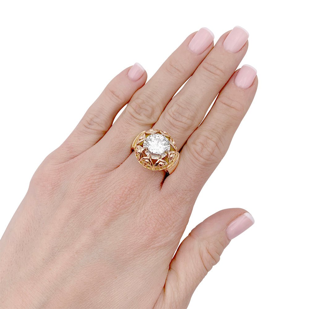 Bague vintage or rose, diamant - Castafiore