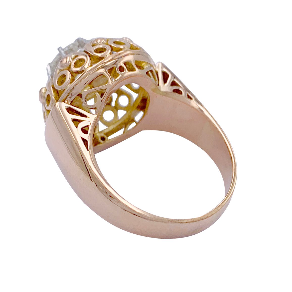 Bague vintage or rose, diamant - Castafiore