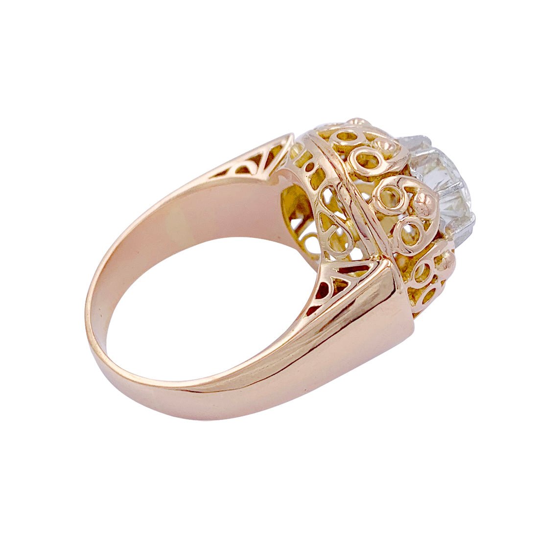 Bague vintage or rose, diamant - Castafiore