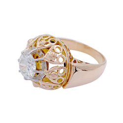 Bague vintage or rose, diamant - Castafiore