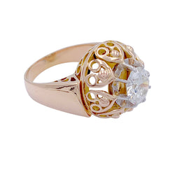 Bague vintage or rose, diamant - Castafiore