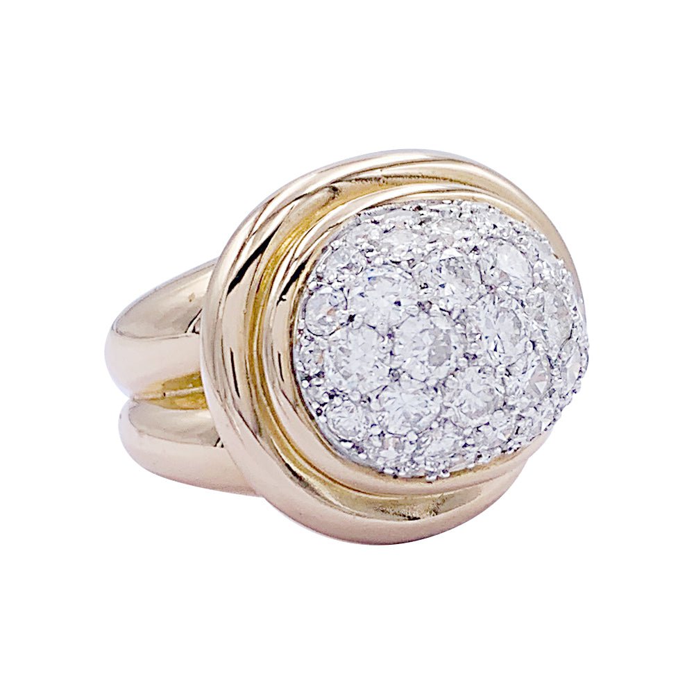 Bague vintage or rose, platine et diamants - Castafiore