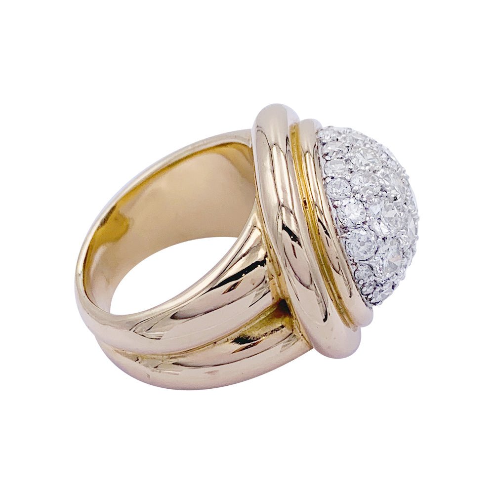 Bague vintage or rose, platine et diamants - Castafiore