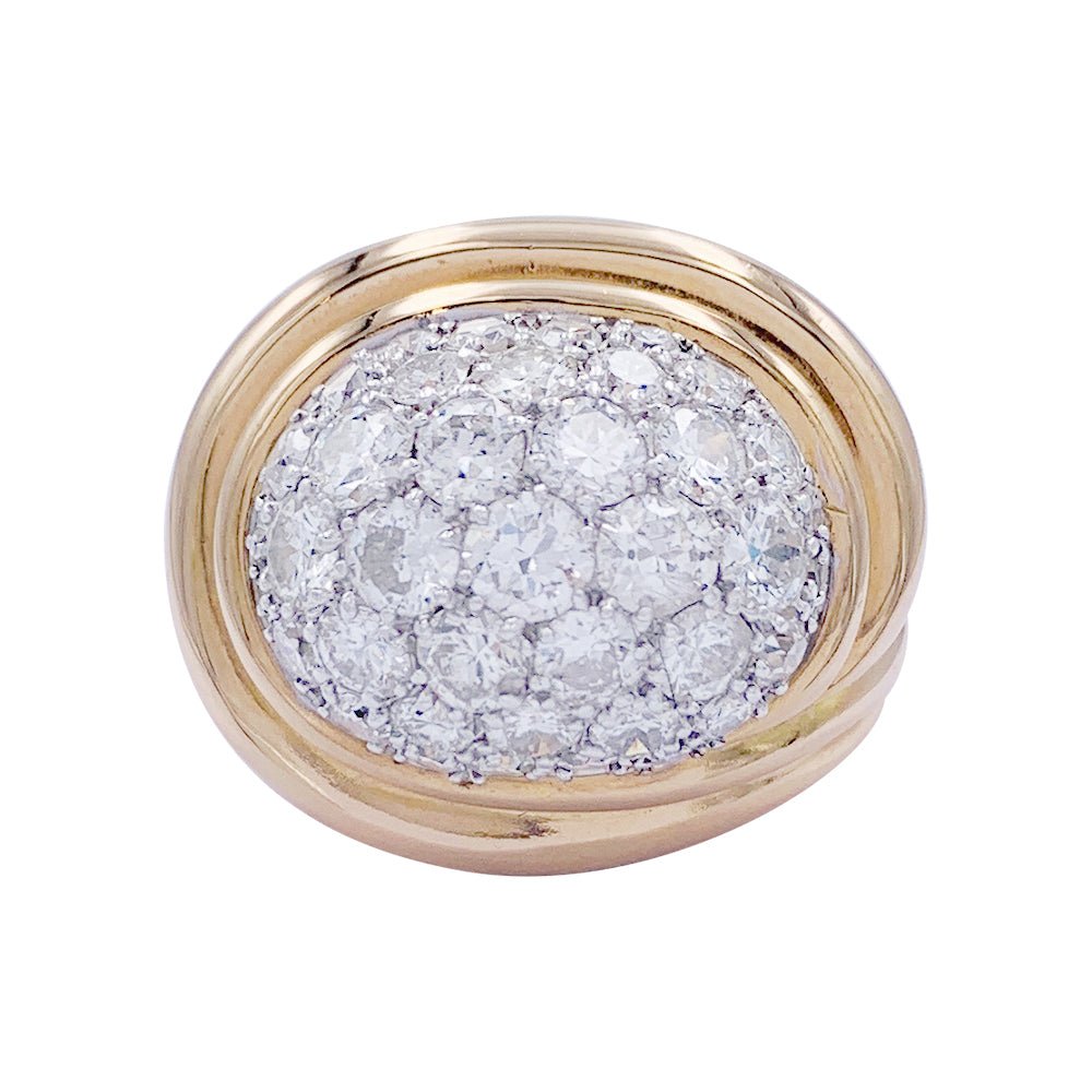 Bague vintage or rose, platine et diamants - Castafiore