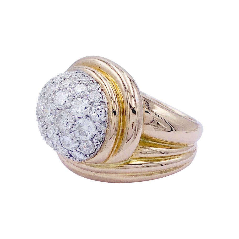 Bague vintage or rose, platine et diamants - Castafiore