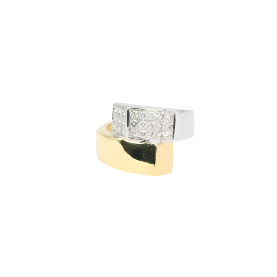 Bague vintage toi et moi géométrique en or et diamants - Castafiore