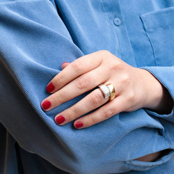 Bague vintage toi et moi géométrique en or et diamants - Castafiore
