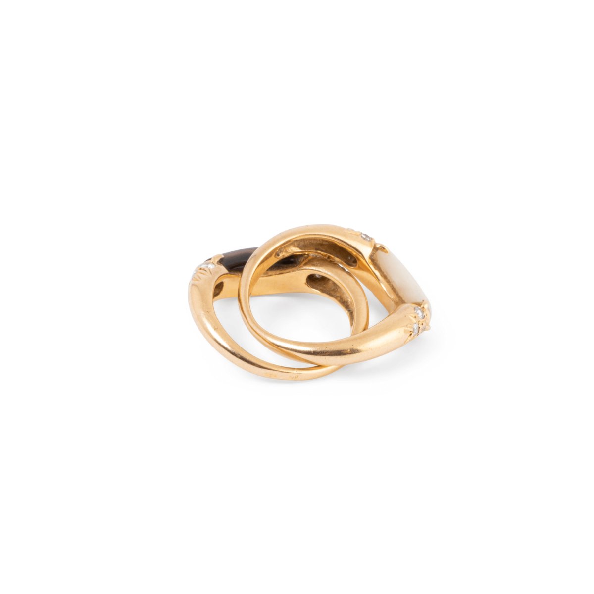 Bagues duo CARTIER en or jaune, nacre ou onyx et diamants - Castafiore