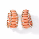 Boucle d'oreilles en or jaune, corail et diamants - Castafiore