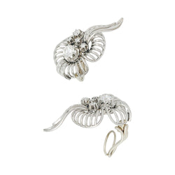 Boucle d'oreilles volutes en platine, or blanc et diamants - Castafiore