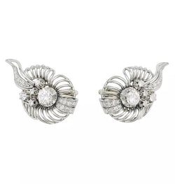 Boucle d'oreilles volutes en platine, or blanc et diamants - Castafiore
