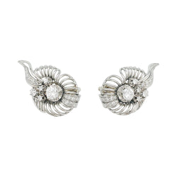 Boucle d'oreilles volutes en platine, or blanc et diamants - Castafiore