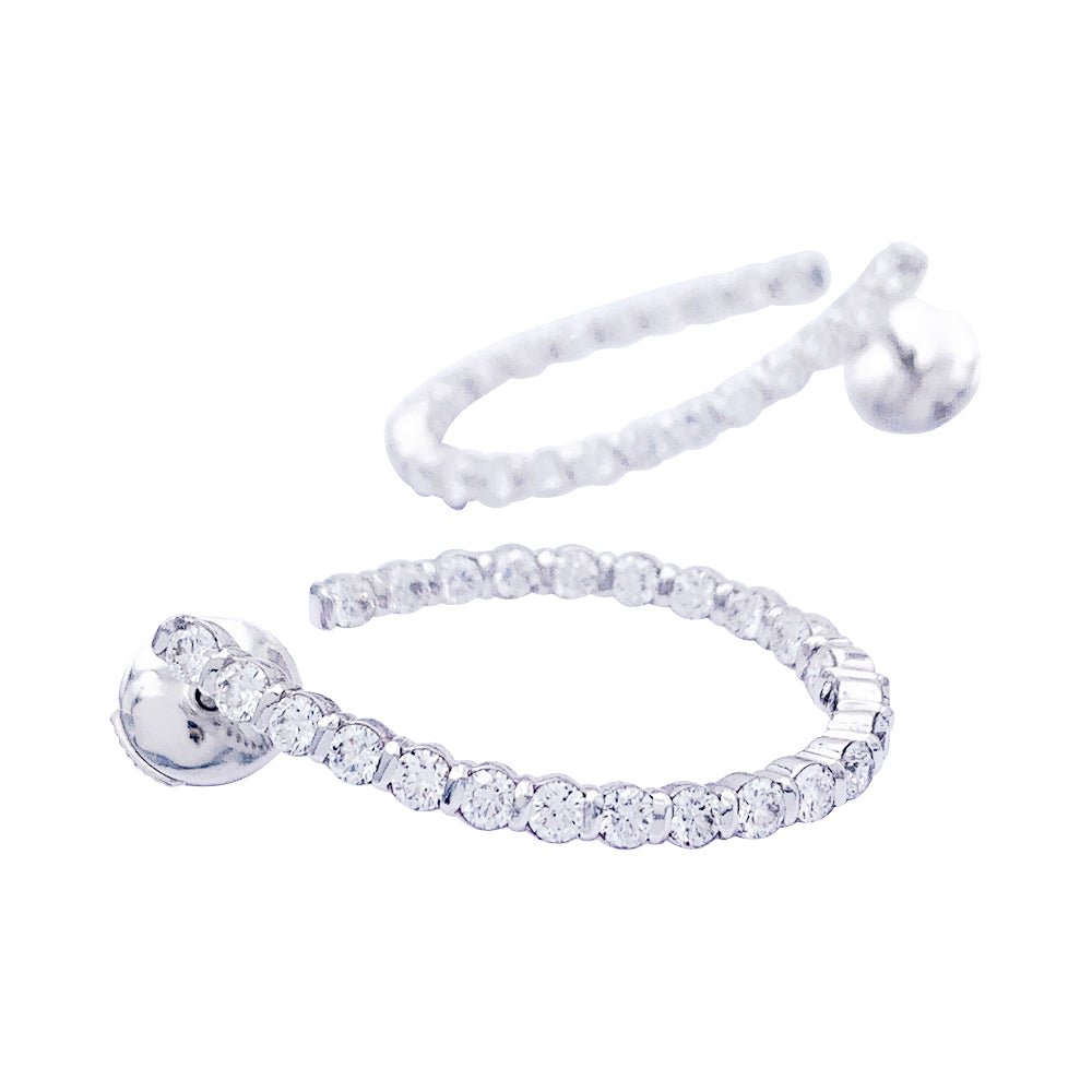 Boucles d'oreille créoles or blanc, diamants. - Castafiore