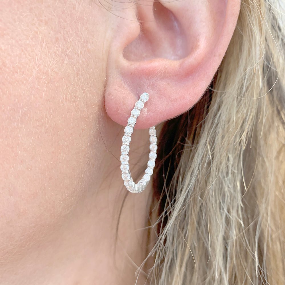 Boucles d'oreille créoles or blanc, diamants. - Castafiore