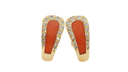 Boucles d'oreilles Alpa en or jaune, corail et diamants - Castafiore