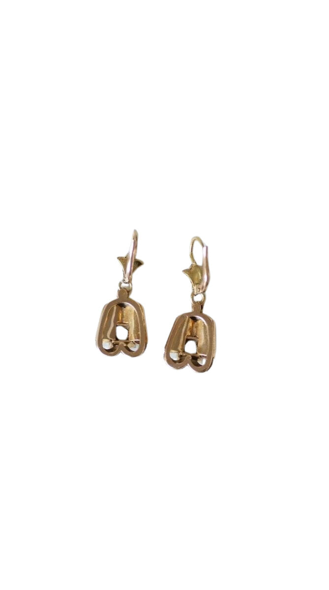 Boucles d'oreilles Art Deco diamants trois ors - Castafiore