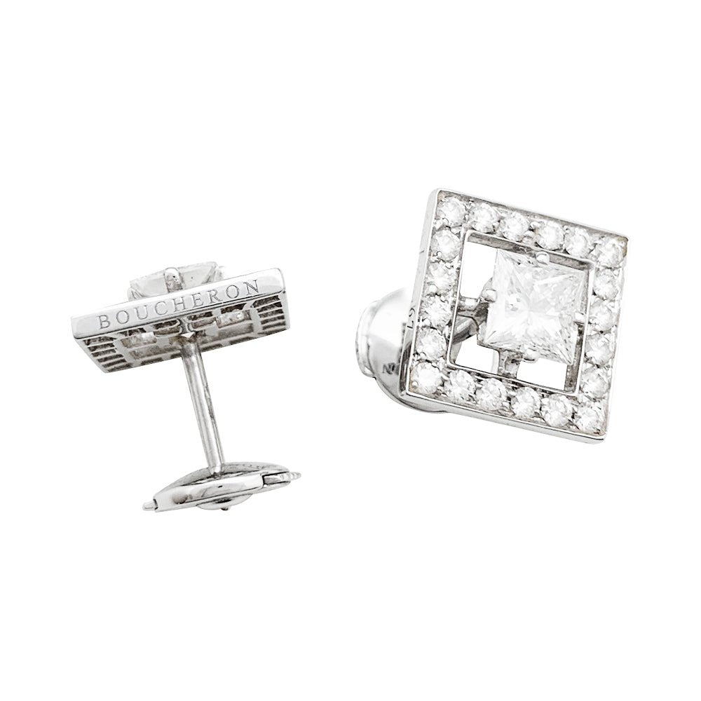 Boucles d'oreilles BOUCHERON ,"Ava", or blanc et diamants - Castafiore