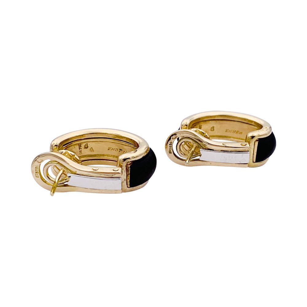 Boucles d'oreilles BOUCHERON "Les Plurielles", en or jaune, diamants et bois d'amourette - Castafiore