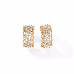 Boucles d'oreilles BUCCELLATI "collection Trina rombi GM" en or jaune et or gris serties de diamants - Castafiore