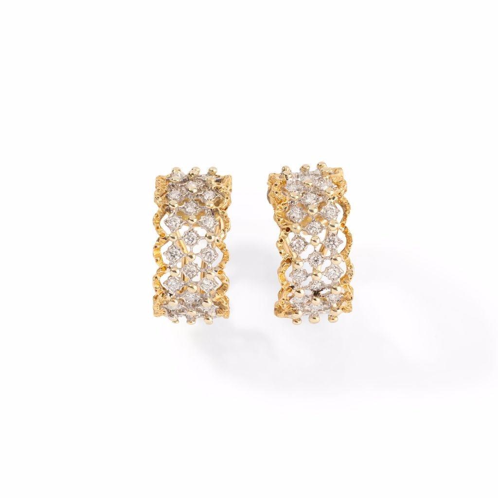Boucles d'oreilles BUCCELLATI "collection Trina rombi GM" en or jaune et or gris serties de diamants - Castafiore