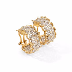 Boucles d'oreilles BUCCELLATI "collection Trina rombi GM" en or jaune et or gris serties de diamants - Castafiore