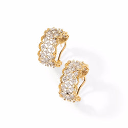 Boucles d'oreilles BUCCELLATI "collection Trina rombi GM" en or jaune et or gris serties de diamants - Castafiore