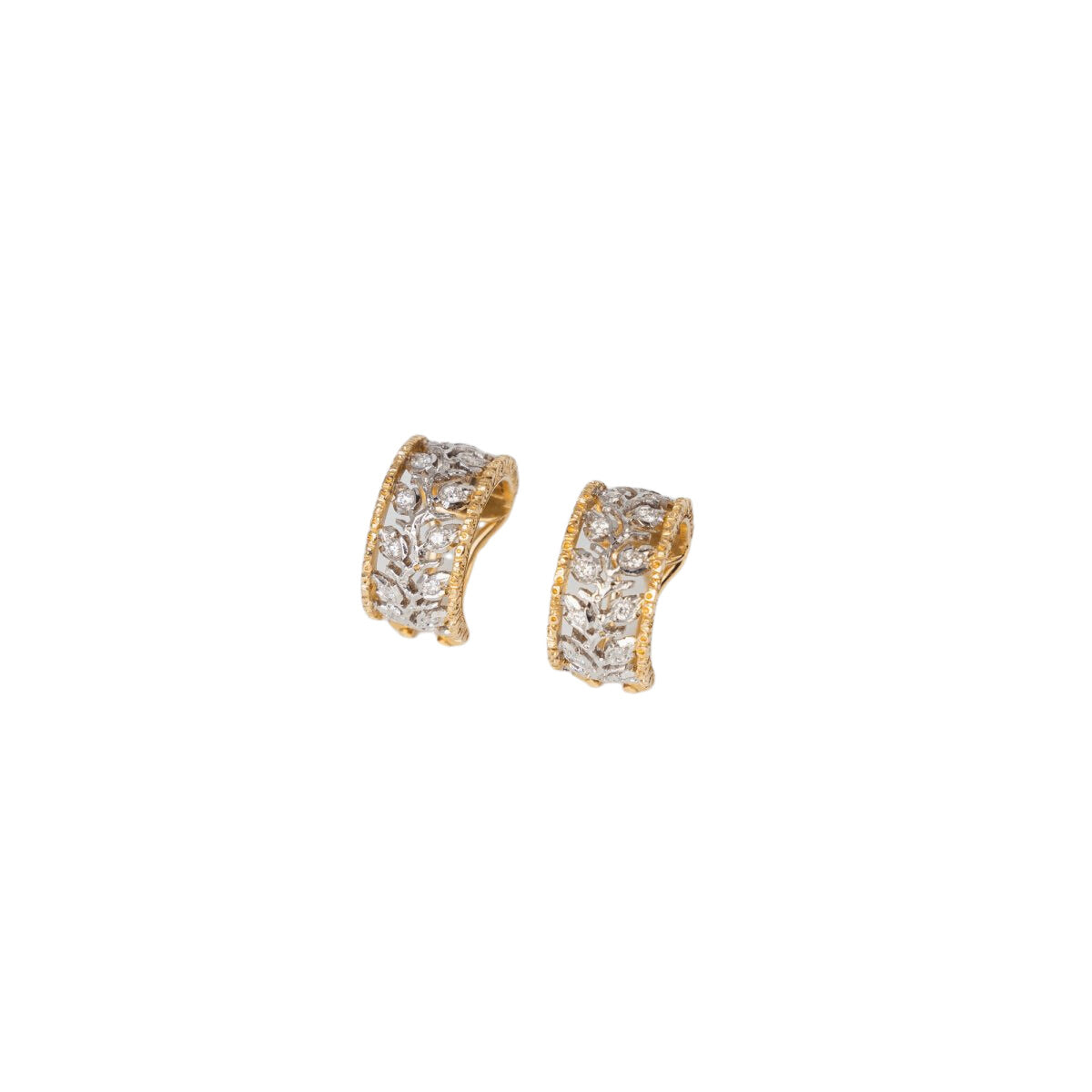 Boucles d'oreilles Buccellati modèle "Rainage", et diamants - Castafiore