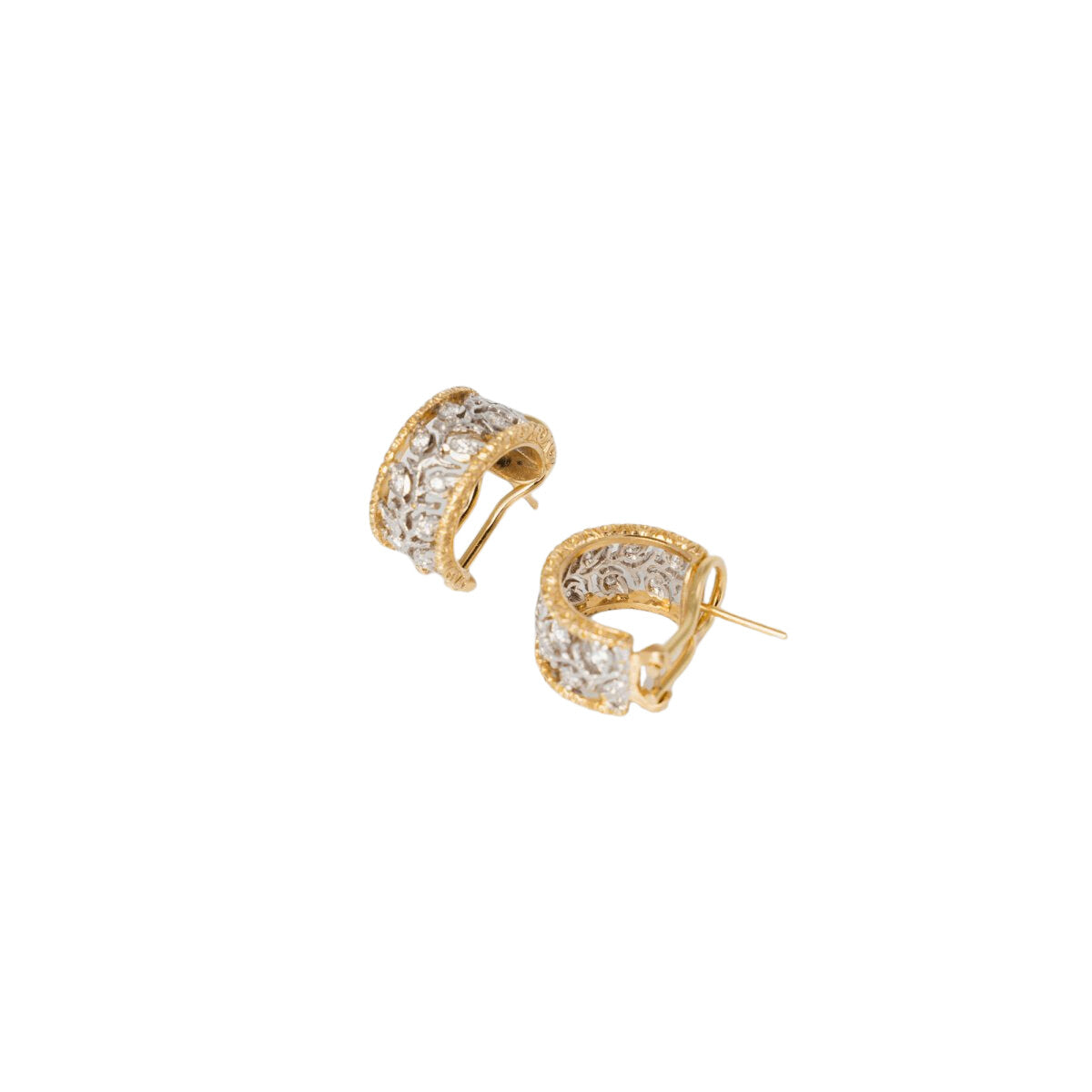Boucles d'oreilles Buccellati modèle "Rainage", et diamants - Castafiore