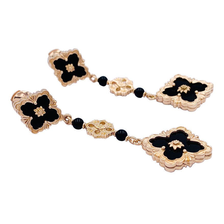 Boucles d'oreilles Buccellati, "Opera Color", onyx, or rose - Castafiore