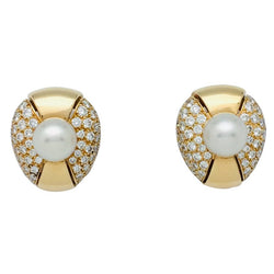 Boucles d'oreilles CARTIER, en or jaune, perles et diamants - Castafiore