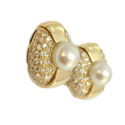 Boucles d'oreilles CARTIER, en or jaune, perles et diamants - Castafiore