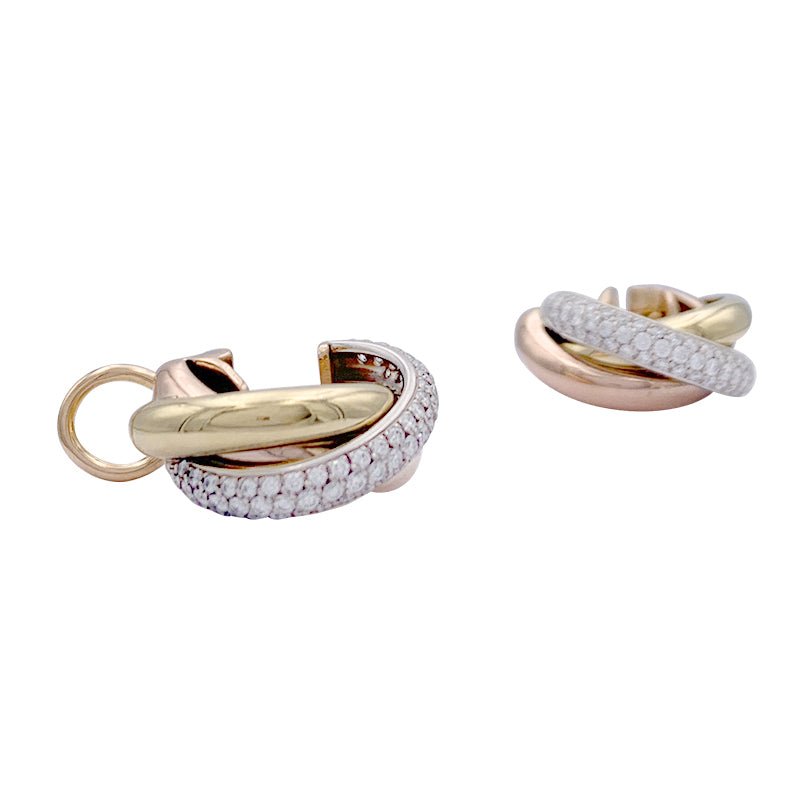 Boucles d'oreilles Cartier, "Trinity", 3 ors, diamants. - Castafiore