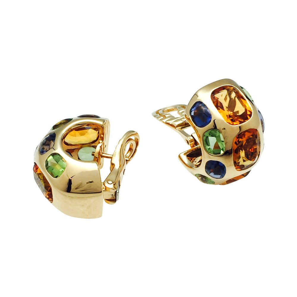 Boucles d'oreilles CHANEL, "Coco", or jaunes et pierres fines - Castafiore