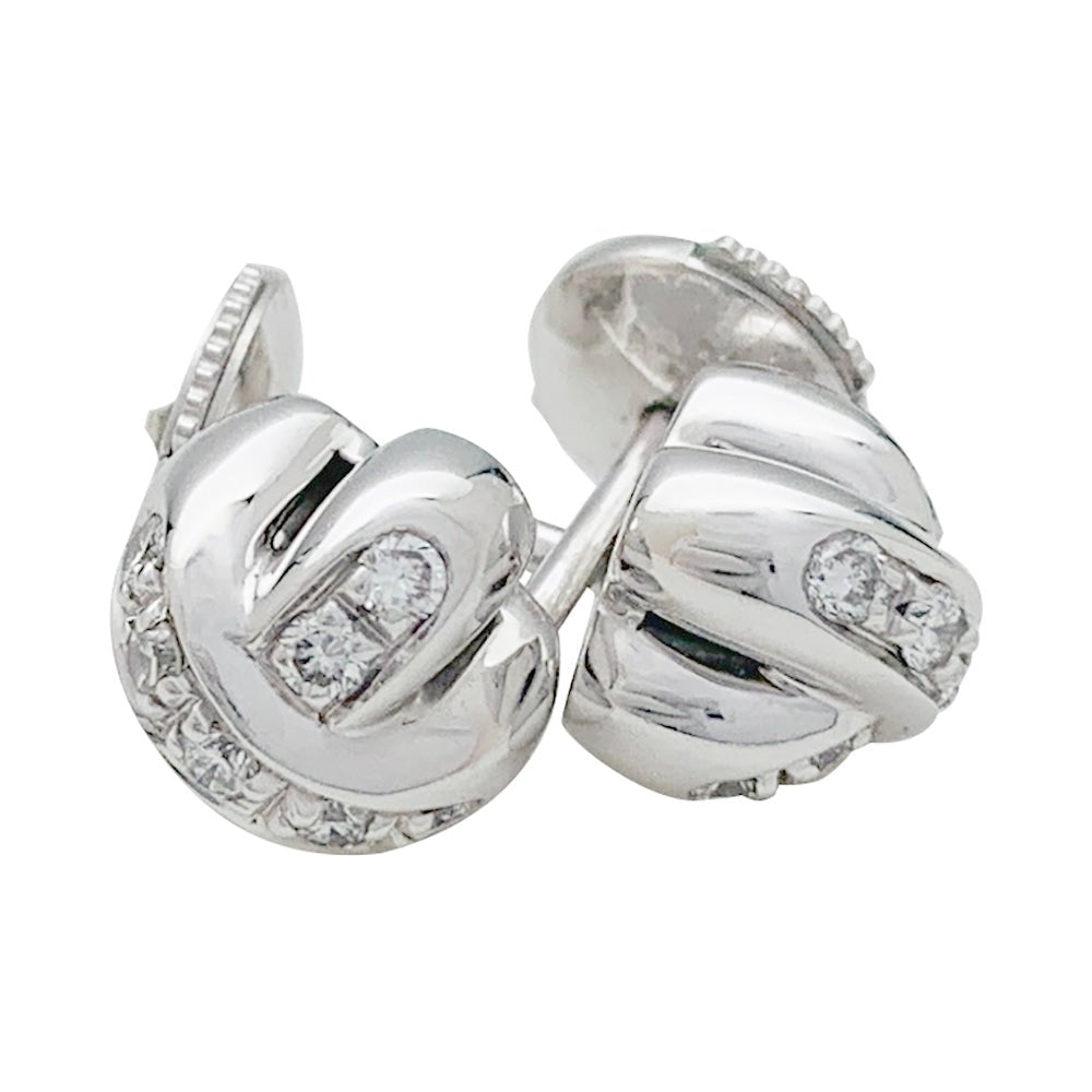 Boucles d'oreilles Chaumet, "Liens", or blanc et diamants - Castafiore