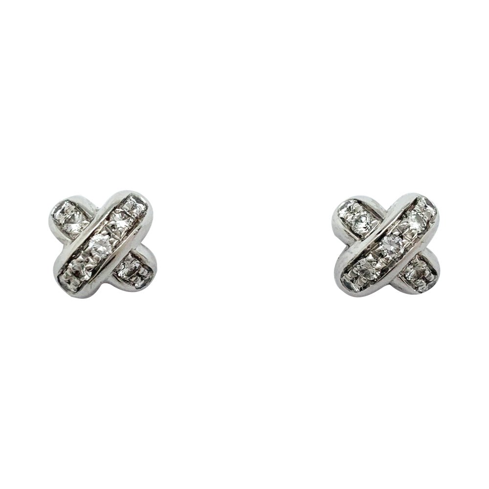 Boucles d'oreilles Chaumet, "Liens", or blanc et diamants - Castafiore