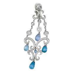 Boucles d'oreilles CHOPARD "Copacabana" en or blanc, diamants, saphirs - Castafiore