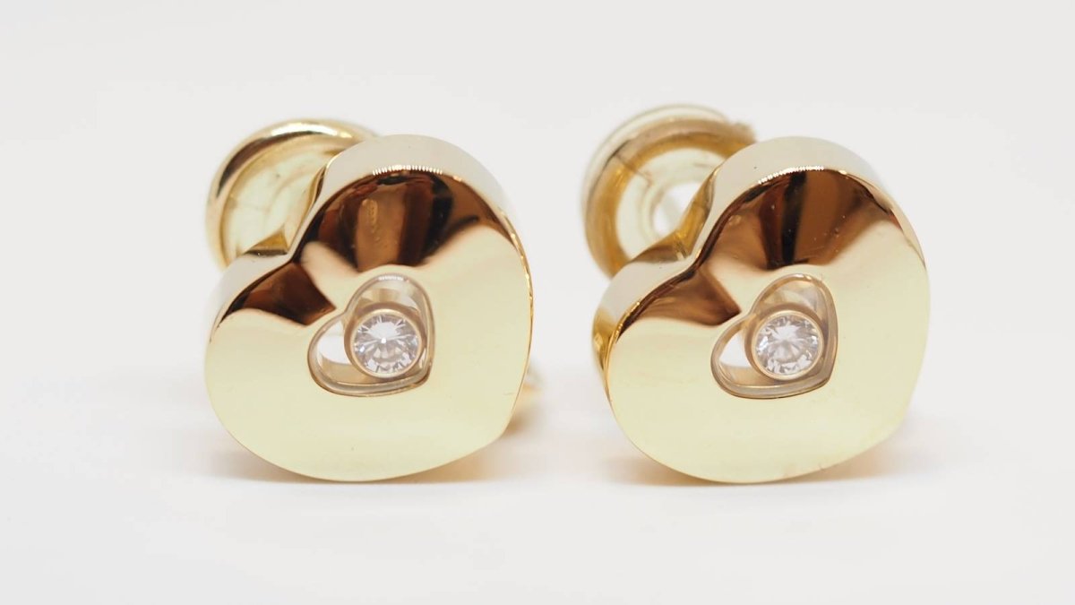 Boucles d'oreilles CHOPARD "Happy Diamonds " en or jaune et diamant - Castafiore