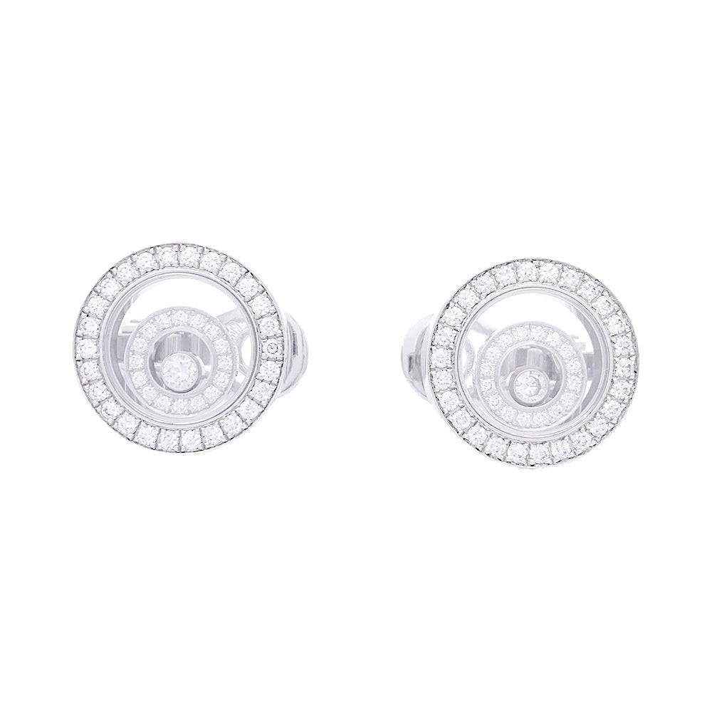 Boucles d'oreilles CHOPARD "Happy Spirit" en or blanc et diamants - Castafiore