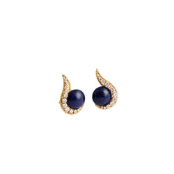 Boucles d'oreilles Clip CHAUMET en or jaune, lapis lazuli et diamants - Castafiore