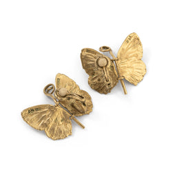 Boucles d'oreilles Clip CLAUDE LALANNE "Papillons", en bronze doré - Castafiore