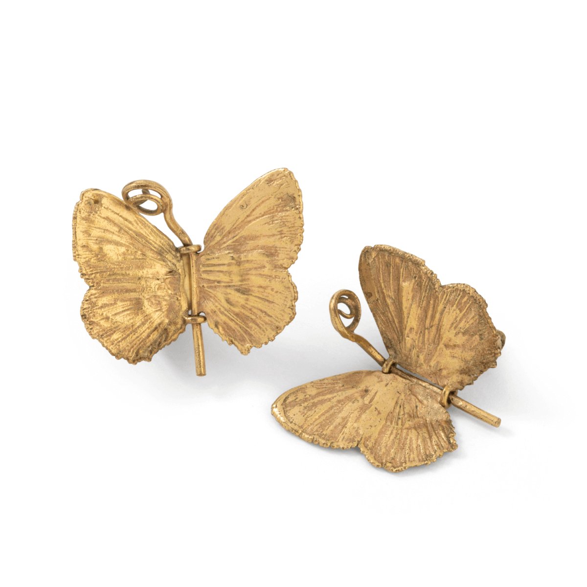 Boucles d'oreilles Clip CLAUDE LALANNE "Papillons", en bronze doré - Castafiore