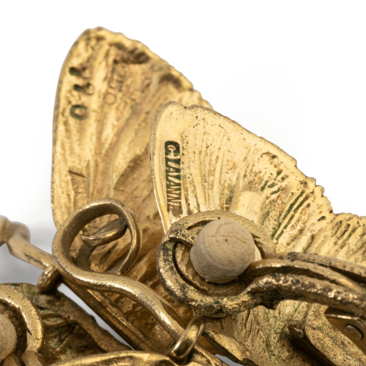 Boucles d'oreilles Clip CLAUDE LALANNE "Papillons", en bronze doré - Castafiore
