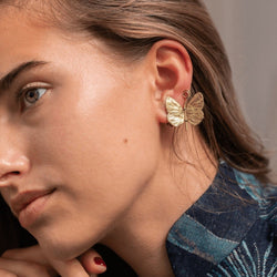 Boucles d'oreilles Clip CLAUDE LALANNE "Papillons", en bronze doré - Castafiore