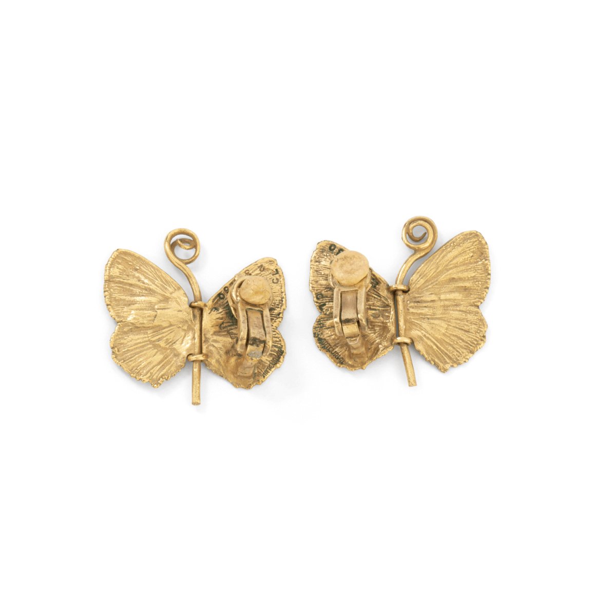 Boucles d'oreilles Clip CLAUDE LALANNE "Papillons", en bronze doré - Castafiore