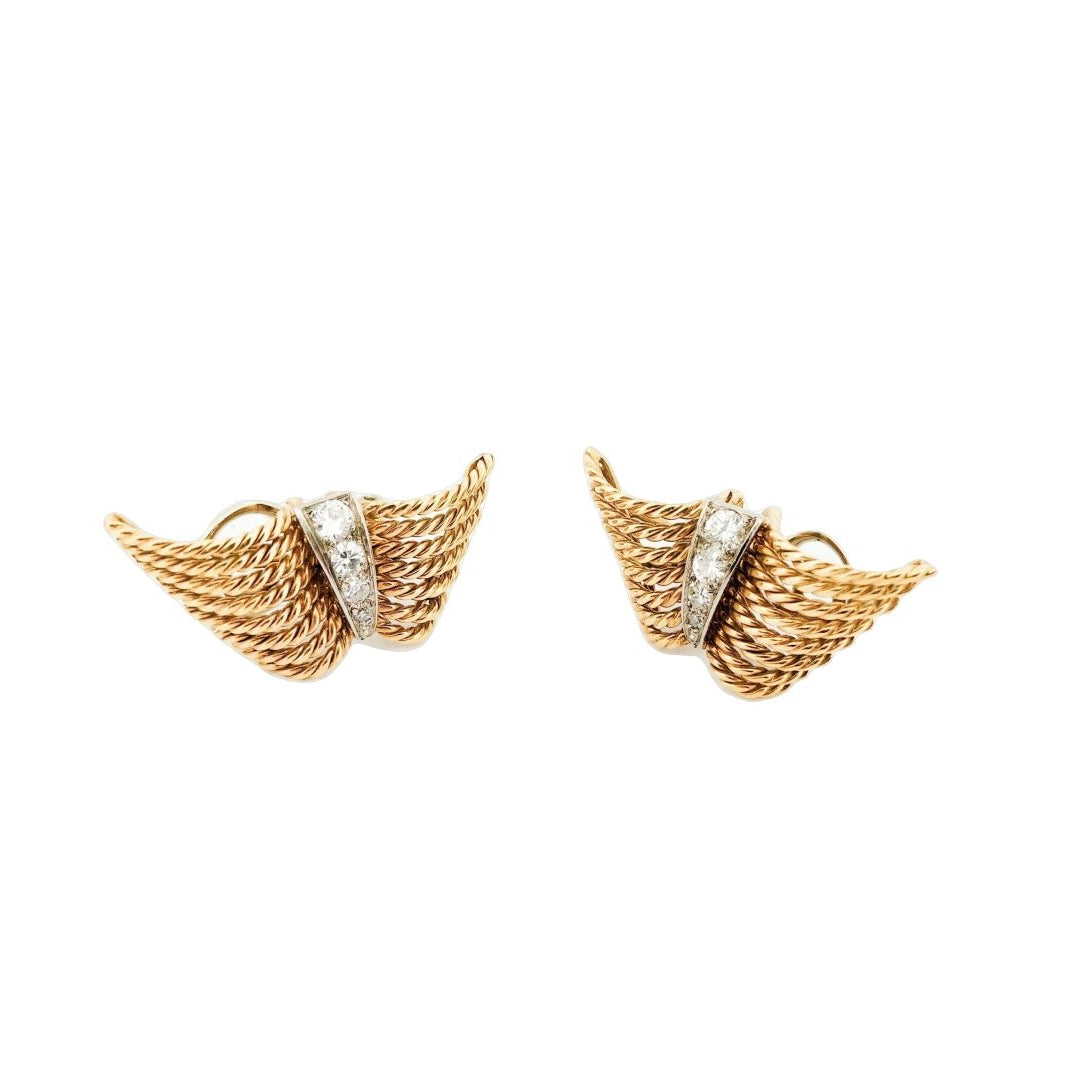 Boucles d'oreilles Clip en or jaune et diamants - Castafiore