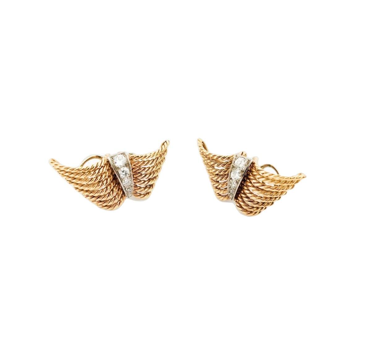 Boucles d'oreilles Clip en or jaune et diamants - Castafiore